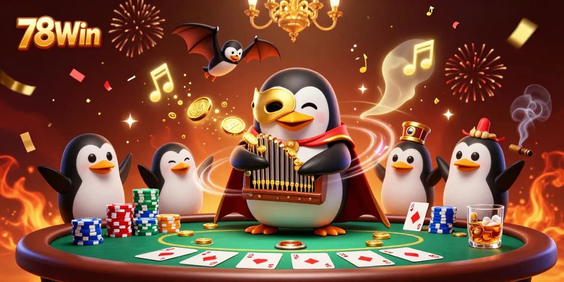Experience thrilling gameplay with 78Win as the phantom penguin orchestrates winning poker moments.