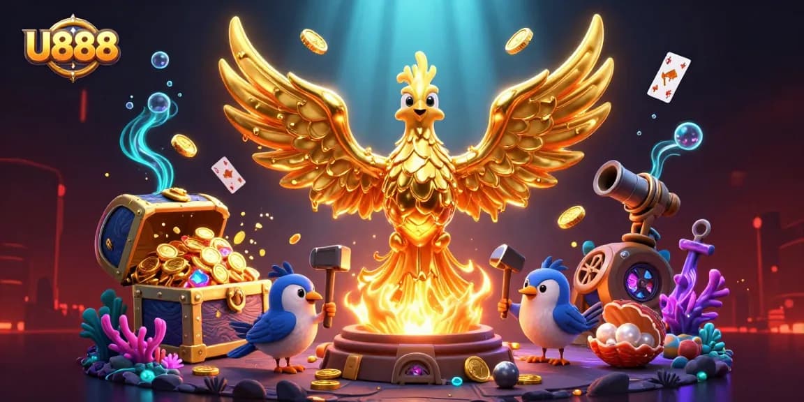 Experience stunning gameplay with U888's golden phoenix symbolizing victories in online betting.
