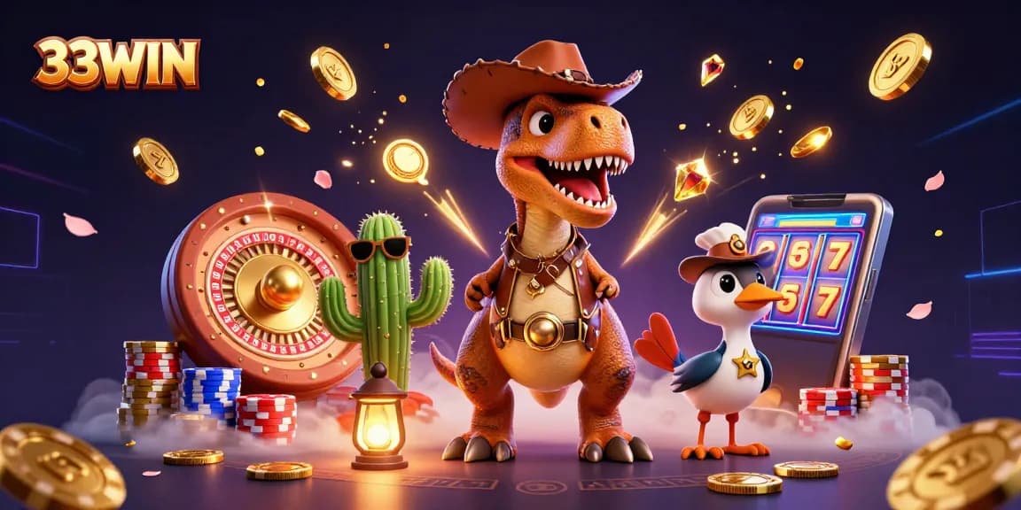Experience bold wins at 33WIN with animated casino characters and vibrant gaming action.