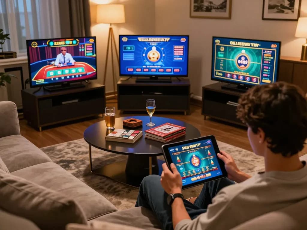 SC88 Vip member enjoying online gaming experience on a tablet with cozy atmosphere