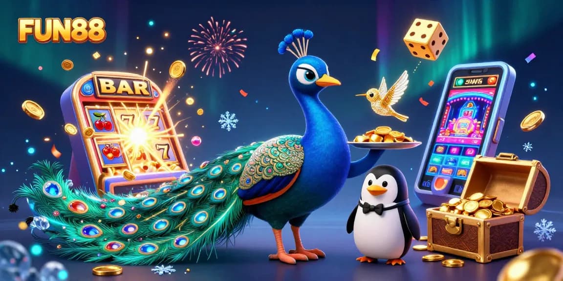 Experience FUN88's thrilling gaming world with dazzling characters and exciting casino elements.
