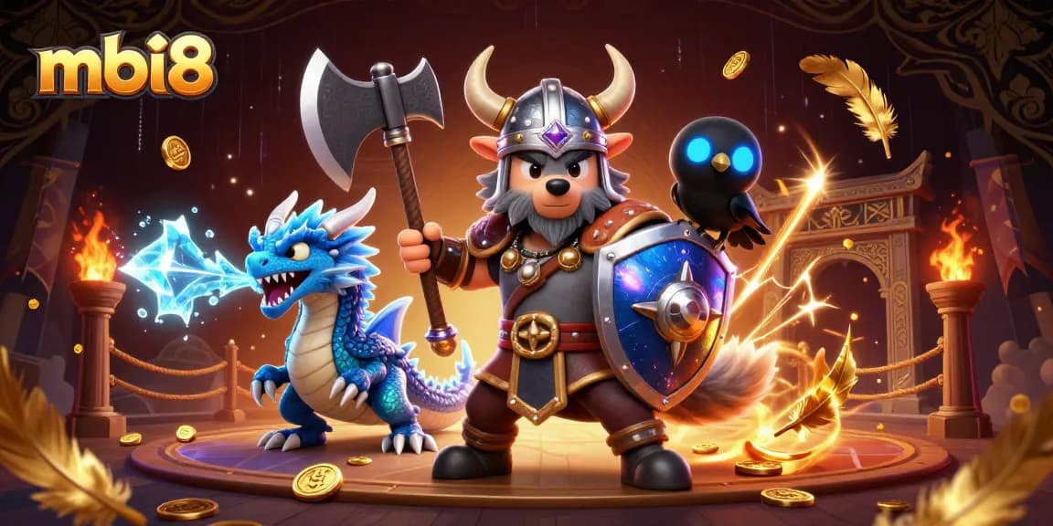 Experience thrilling moments at mbi8 with a dynamic casino illustration showcasing epic characters and elements.