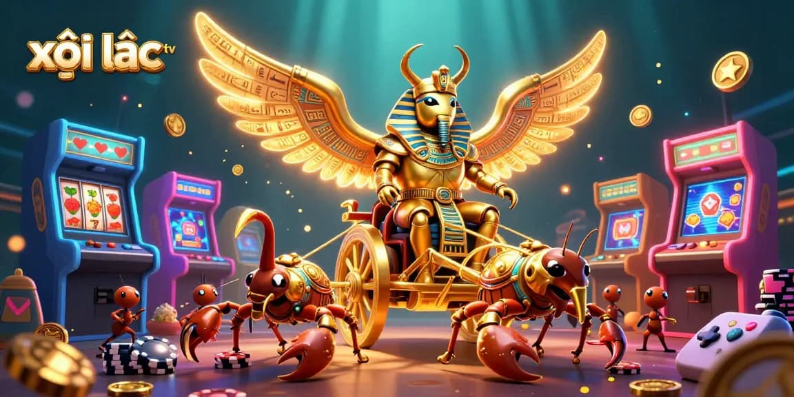 Engage in thrilling gameplay with xôi lạc tv featuring vibrant golden creatures and casino elements.
