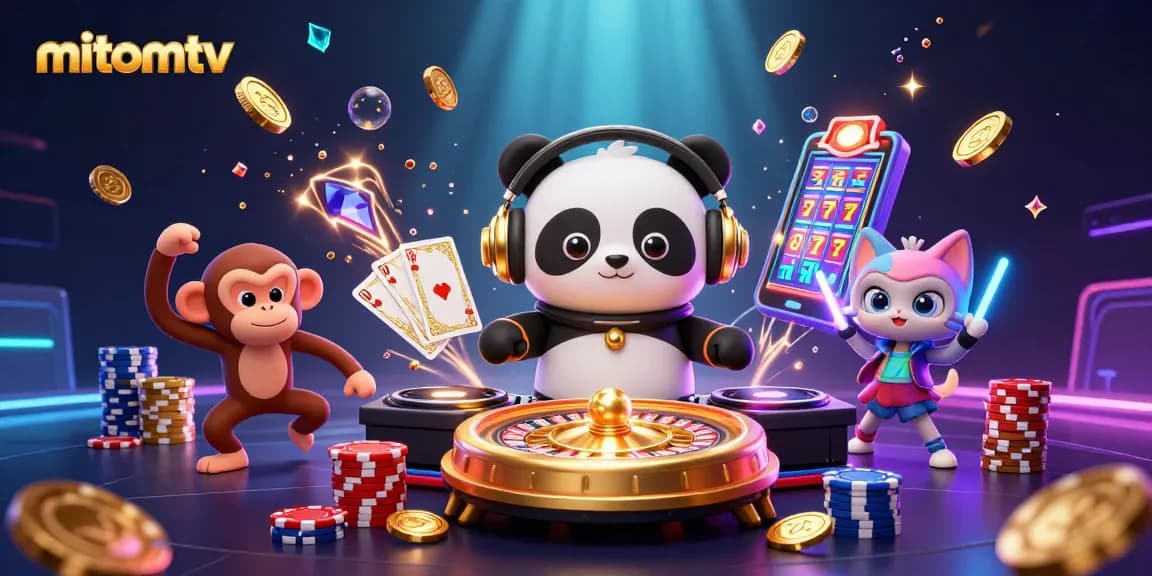 Join the vibrant gaming party at mitomtv with dynamic characters and exciting casino elements!