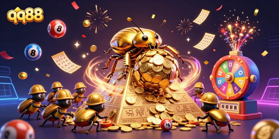 Experience the thrill of winning with qq88 in a vibrant casino scene filled with colorful elements.