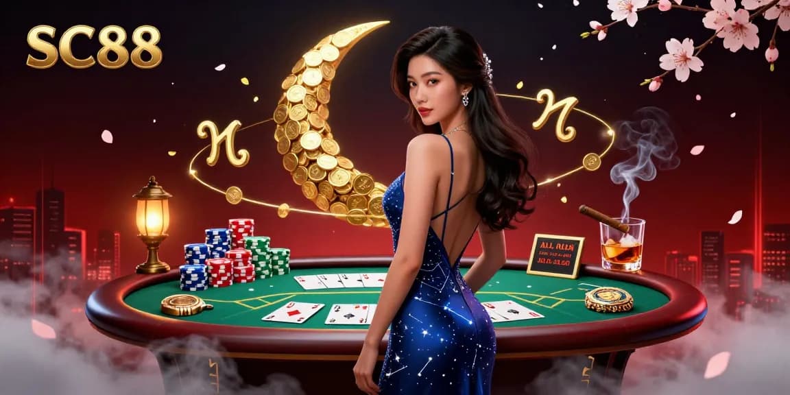 Engage in thrilling poker at SC88 with vibrant casino elements and an elegant theme.
