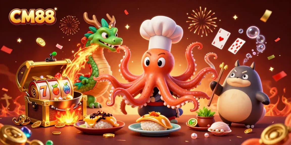 Experience the thrilling world of CM88 with vibrant casino games and dynamic characters.