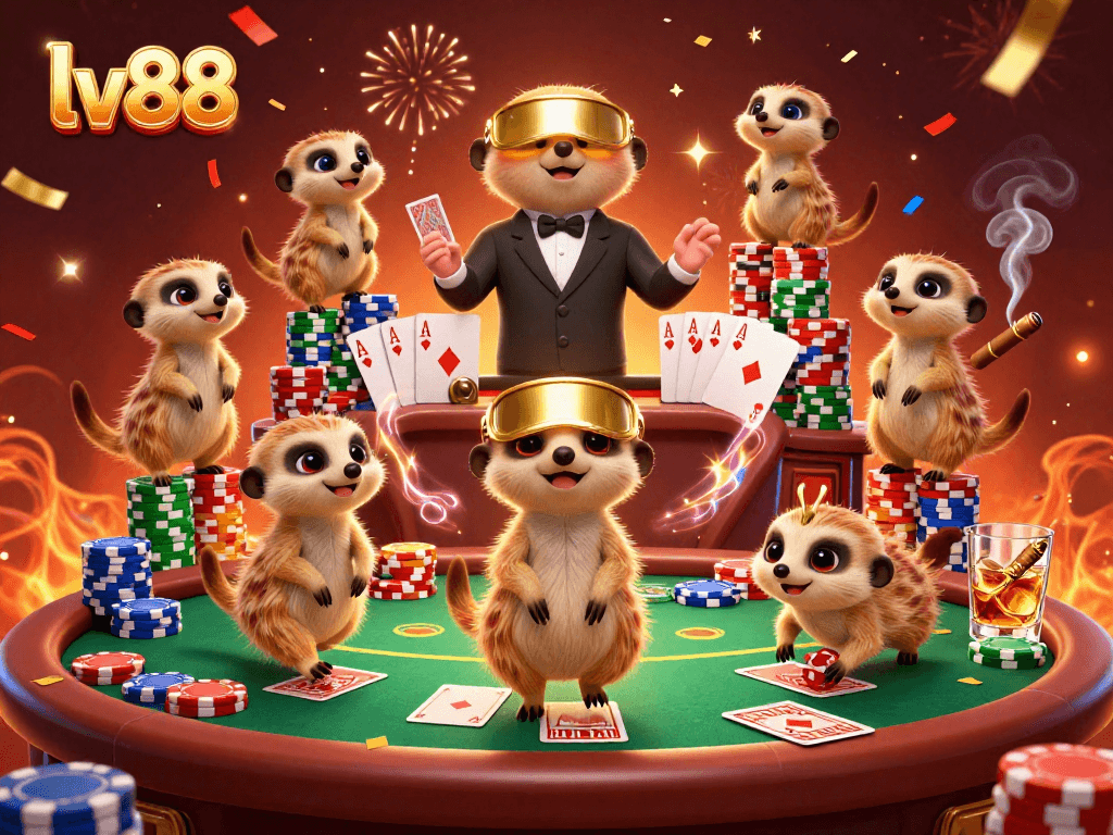 Engage in exciting gameplay at lv88 while meerkats manage a lively casino environment.
