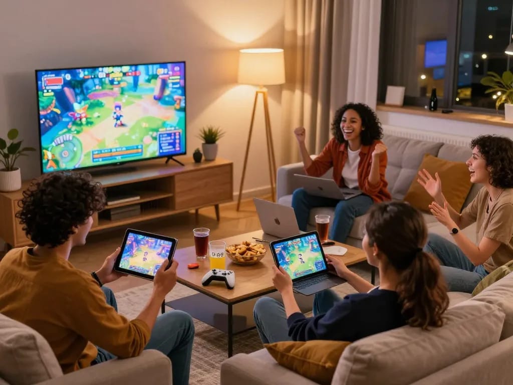 Play porn games with friends in a lively gaming session at home.