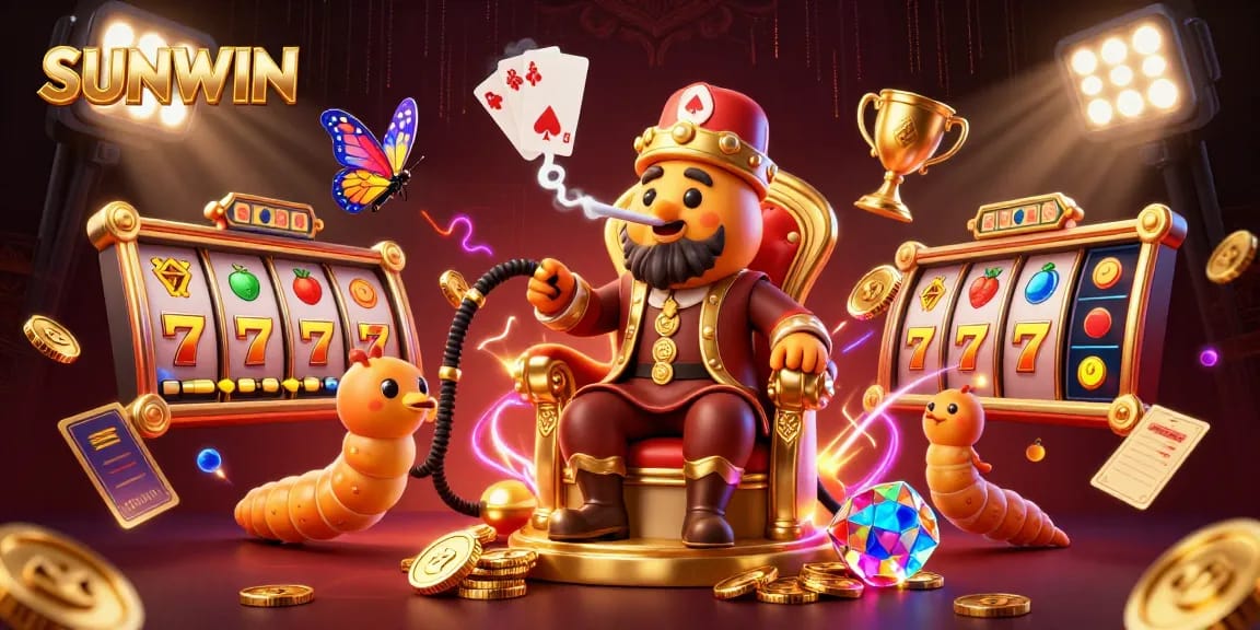 SUNWIN offers thrilling slot games in a vibrant casino atmosphere, featuring dynamic characters and rich visuals.