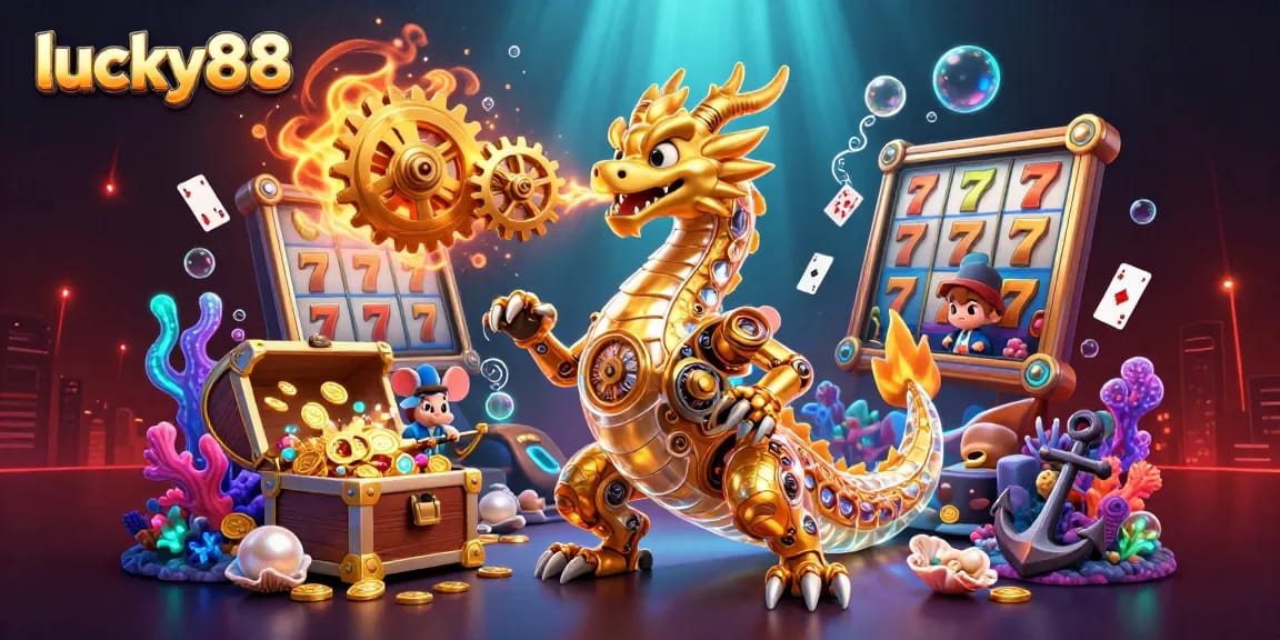 Experience the excitement of playing lucky88 with dynamic slot reels and golden treasure!