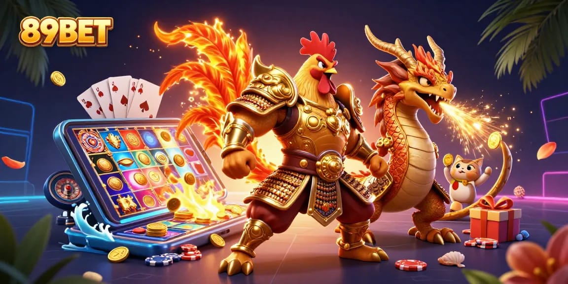 Engage in exciting gameplay with 89BET, featuring vibrant characters and dynamic casino elements.