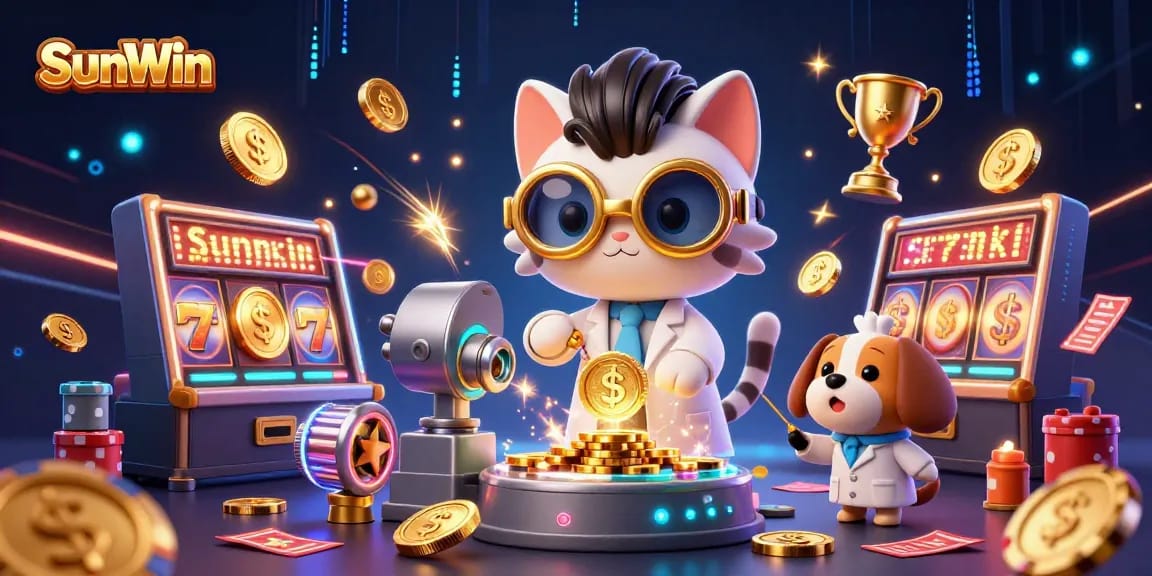 Enjoy thrilling gameplay with SunWin, depicted in this vibrant and dynamic 3D casino scene.