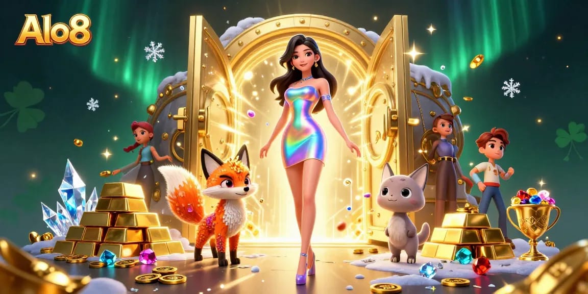 Alo8 players revel in the excitement of winnings amidst dazzling treasures and vibrant game elements.