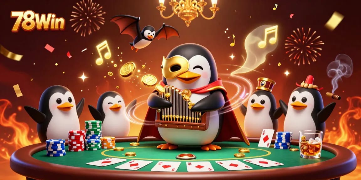 Experience thrilling gameplay with 78Win as the phantom penguin orchestrates winning poker moments.