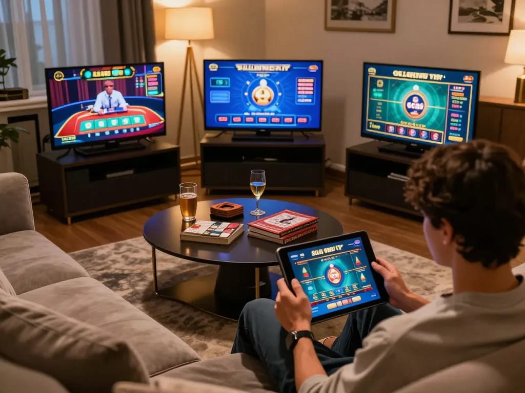 SC88 Vip member enjoying online gaming experience on a tablet with cozy atmosphere