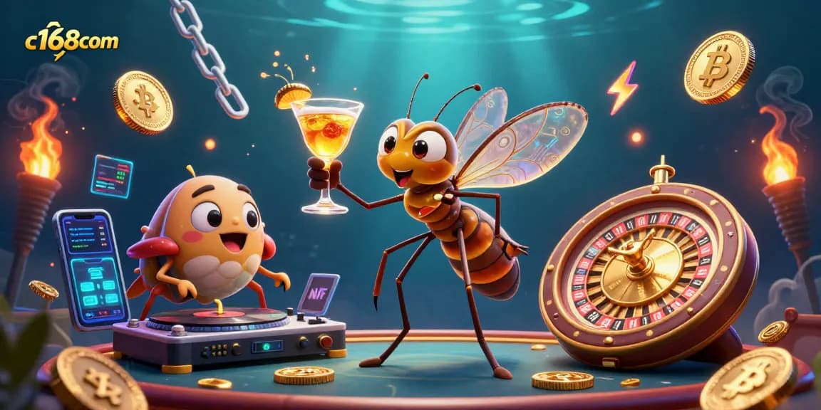 Experience exciting gaming action at c168com with a lively casino scene featuring unique characters and elements.