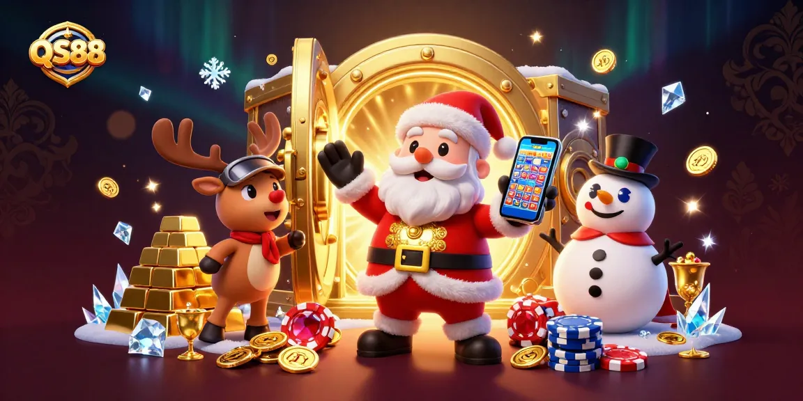 Join Santa Claus and friends celebrating wins at QS88's exciting jackpot slots!