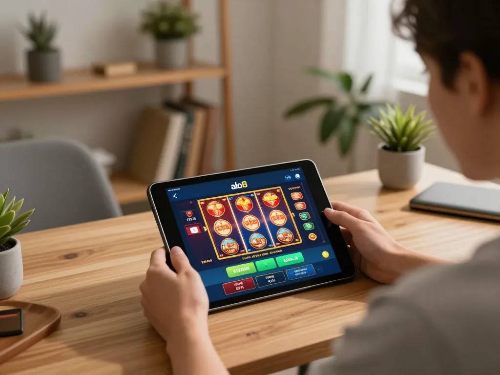Engaging with link vào alo8 app for an exciting online casino gaming experience in a cozy setting.