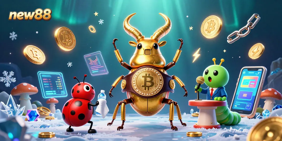 Experience thrilling moments at new88 with an exciting boxing match featuring a golden stag beetle and a vibrant casino backdrop.
