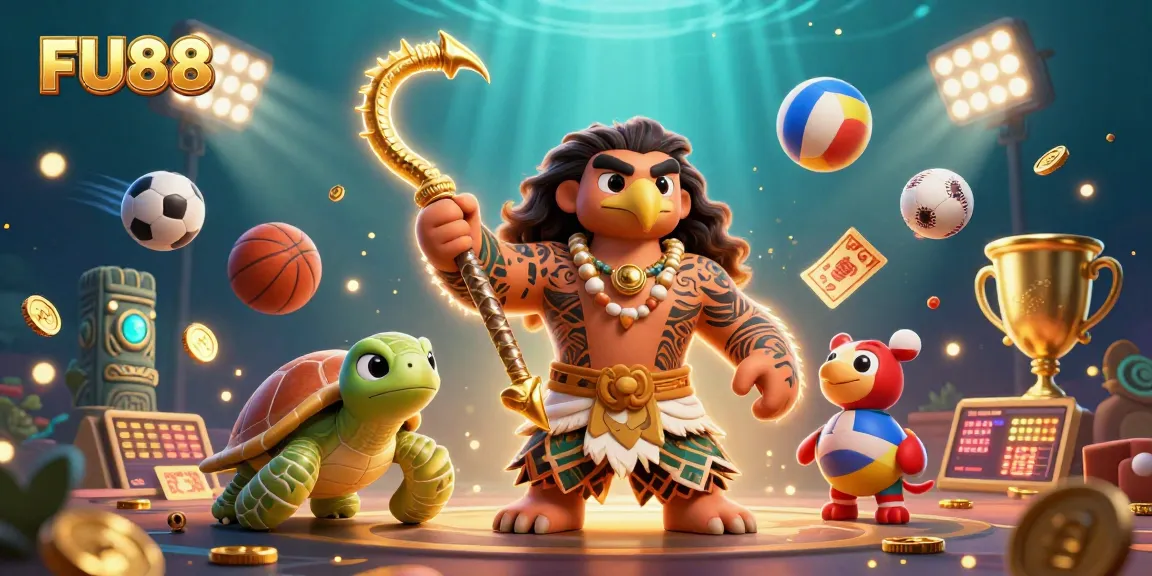 Engage in thrilling sports betting with FU88's vibrant scene showcasing dynamic gameplay and casino elements.