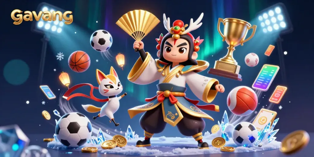 Experience the dynamic gaming scene with Gavang showcasing immersive sports elements and traditional characters.