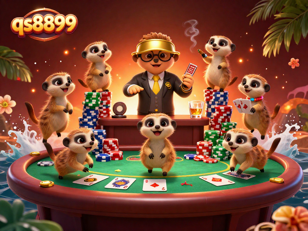Experience thrilling play at qs8899's vibrant casino with animated meerkat characters.
