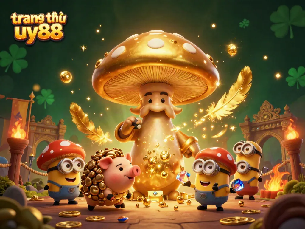 Engage in thrilling experiences at trang chủ uy88, featuring a magical scene with golden elements and charming characters.