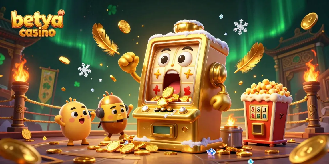 Experience excitement at betya casino with animated slot machines celebrating a jackpot.