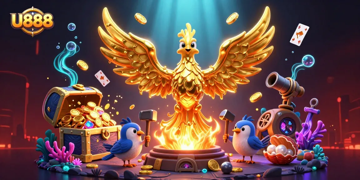 Experience stunning gameplay with U888's golden phoenix symbolizing victories in online betting.