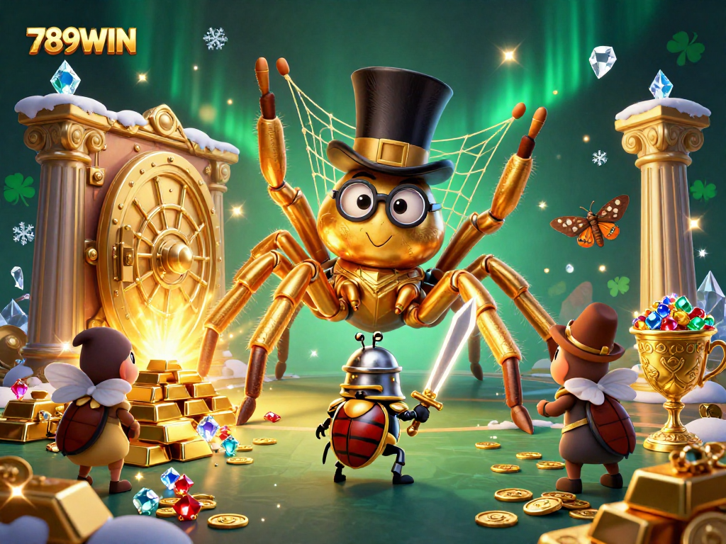 Experience the excitement at 789WIN with a cartoon scene featuring unique characters in a vibrant casino atmosphere.