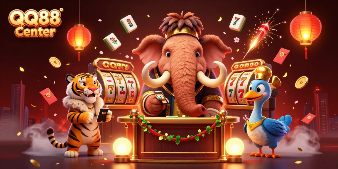 Experience the vibrant gaming atmosphere at QQ88 Center with dynamic casino characters and rich elements.