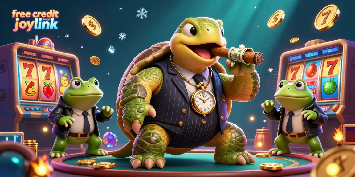 Engage with free credit no deposit joylink in an ultra-detailed casino-themed 3D illustration.