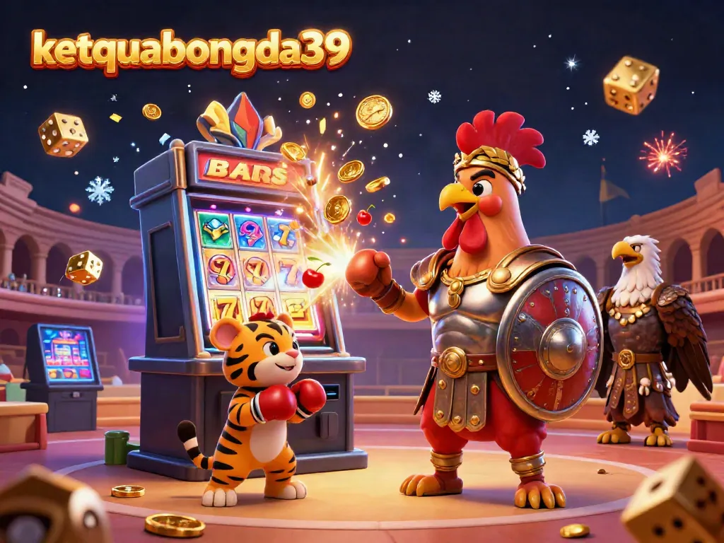 Experience exciting gaming with ketquabongda39 in this vibrant casino illustration featuring jackpots and gaming elements.