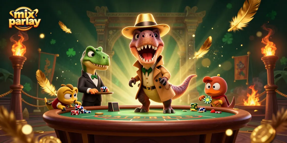 Taruhan mix parlay yang menarik dengan representasi lucu dan menarik dari karakter kasino