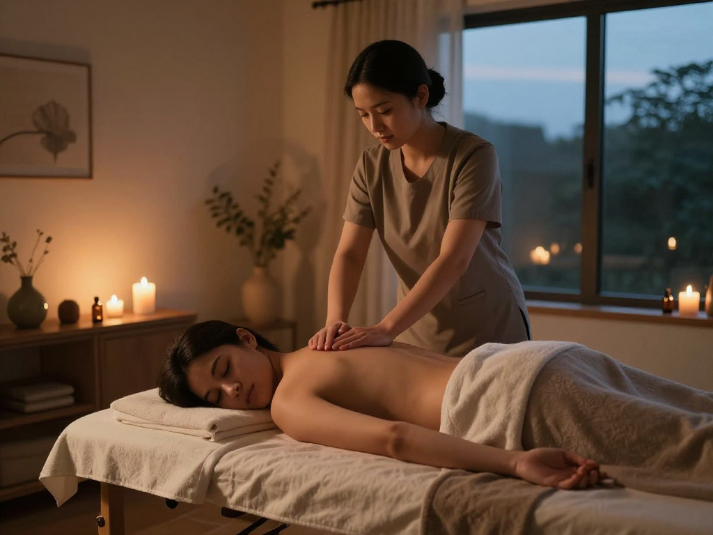 Experience a 출장마사지 in a tranquil home setting, highlighting relaxation and comfort.