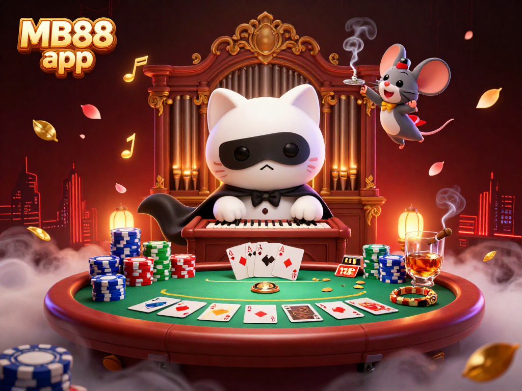 Experience thrilling gameplay with the MB88 app, featuring a 3D virtual casino scene filled with vibrant characters and exciting elements.