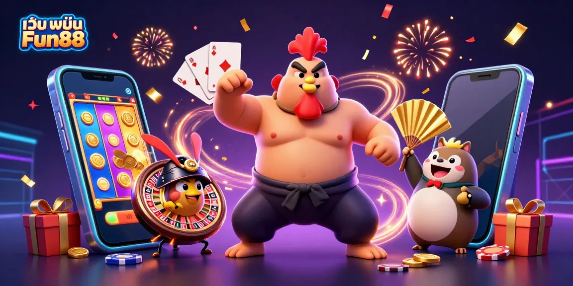 Engage in thrilling gameplay at เว็บพนัน Fun88 with a colorful slot game and dynamic casino elements.