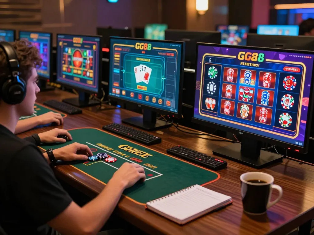 Player enjoying an engaging GG88 online casino experience with vibrant game displays.