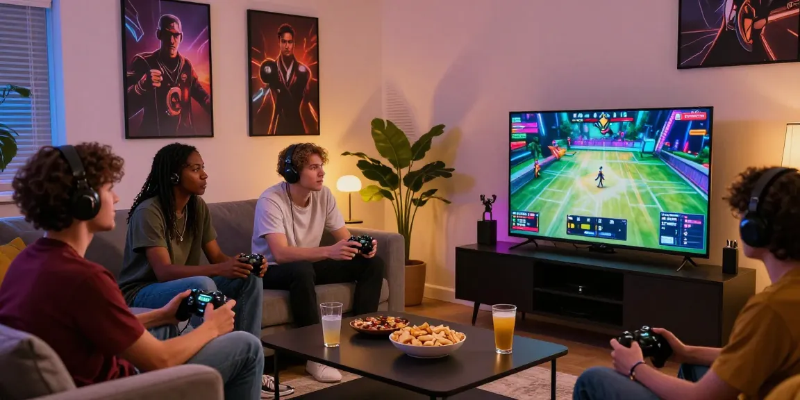 trusted malaysia online casino experience with friends playing esports in a modern living room setting